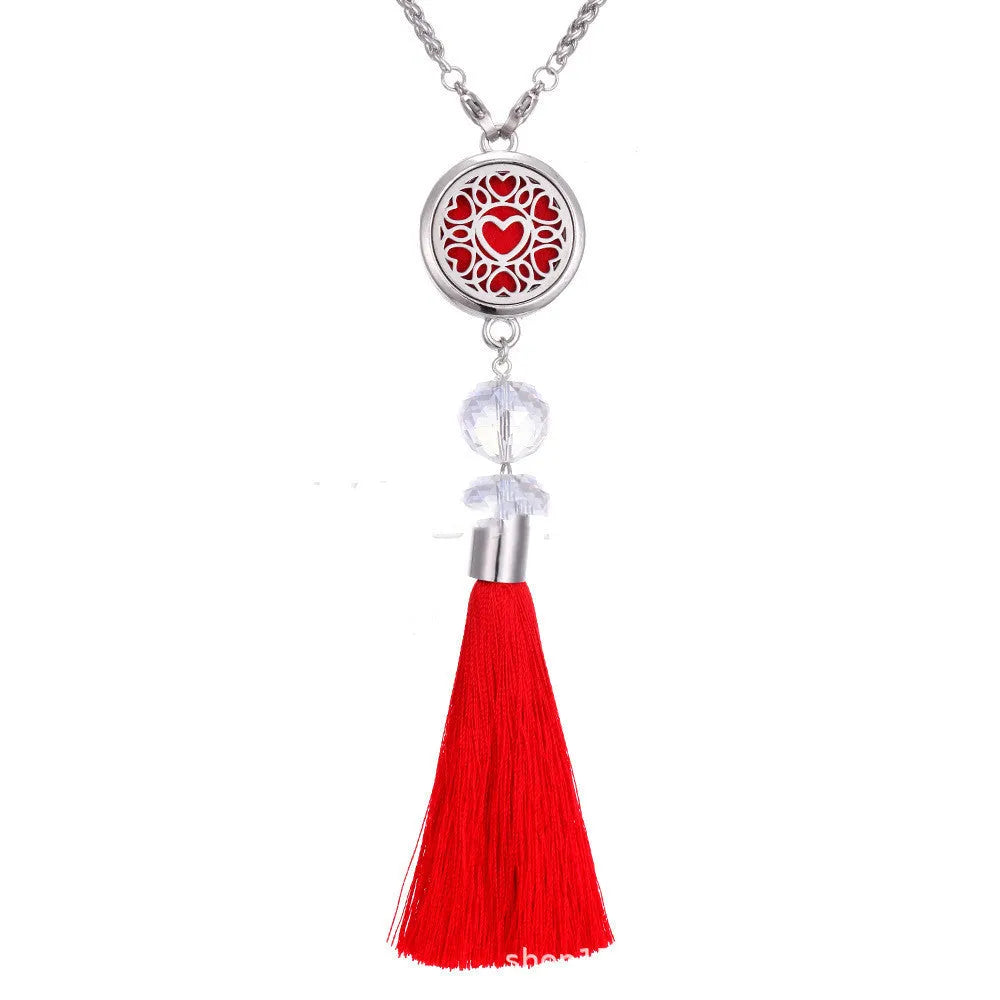 Alloy tassel car pendant with chain and scented cotton pad for vehicle air freshening