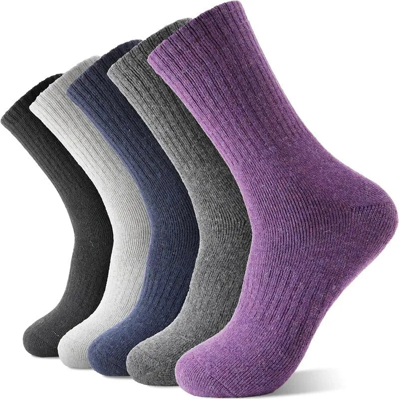 Wool cashmere blend tube socks in solid colour with mid-calf length