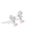 Silver stud earrings with butterfly shape and crystal accents in colour E0141