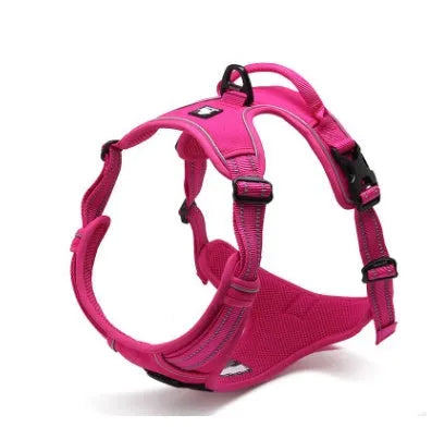 Truelove reflective nylon dog harness in orange with 3M webbing and back handle on a white background