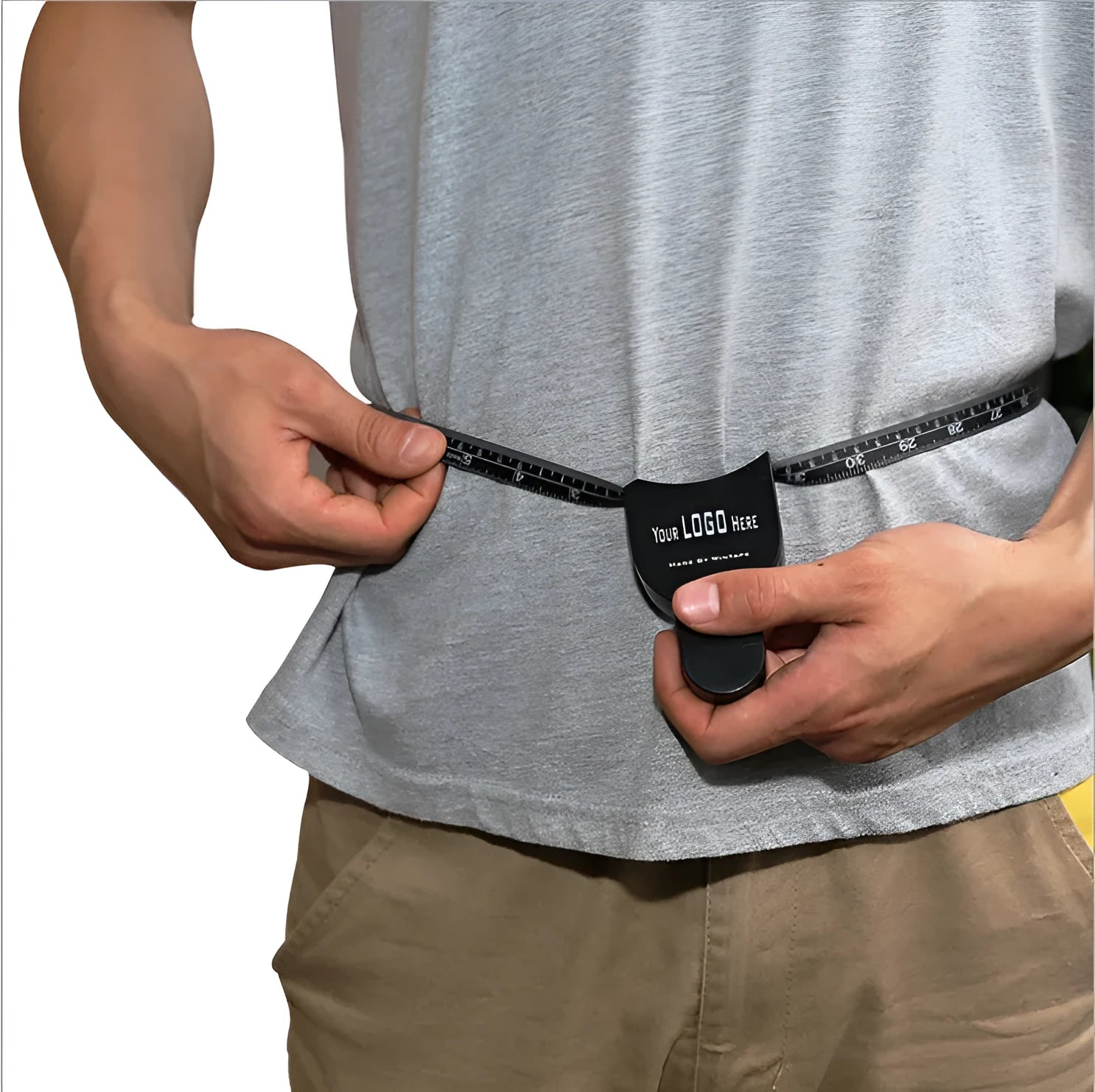 Black ABS body fat caliper instrument with measurement scale and pinching mechanism.