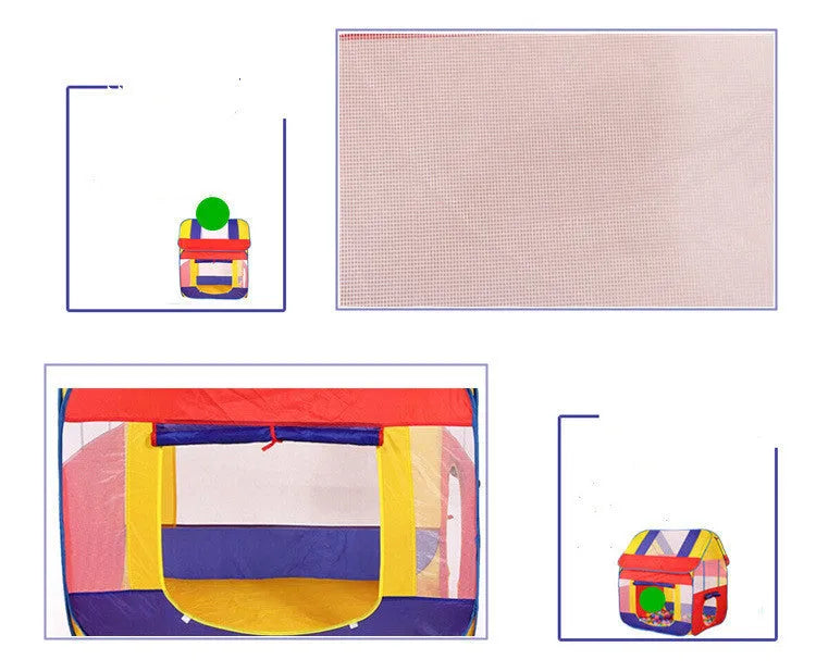 Children's play tent 120 x 120 x 130 cm polyester fabric with roll-up curtain in blue or pink