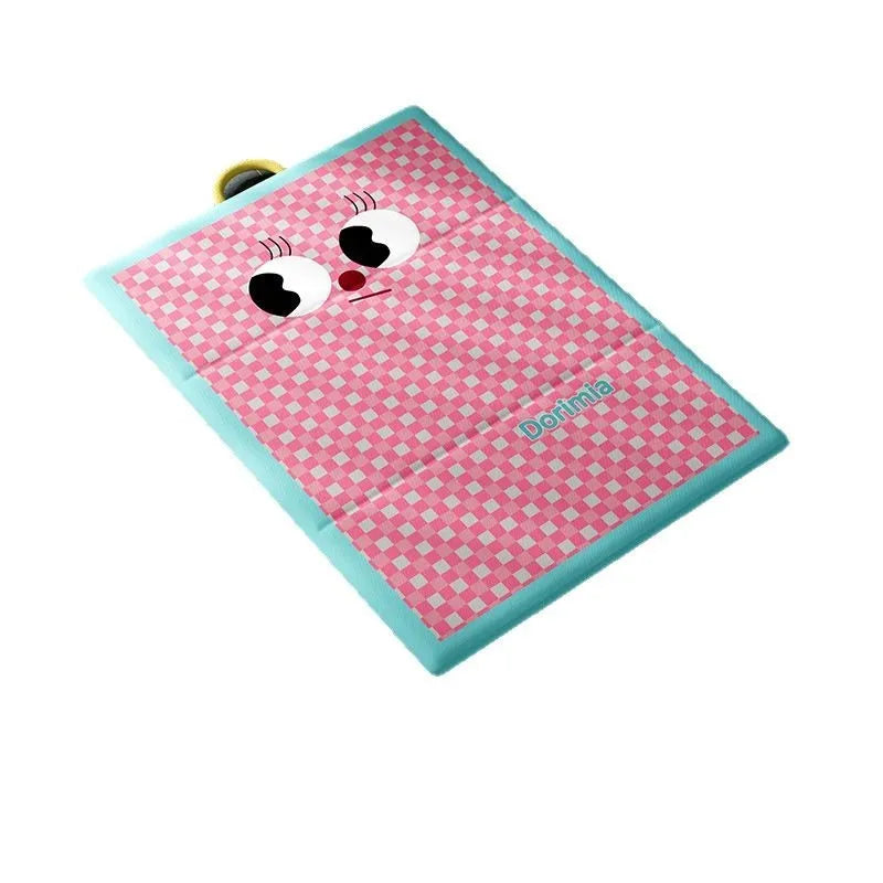Pink plaid summer cooling pad for cats and dogs made from ice silk waterproof artificial leather