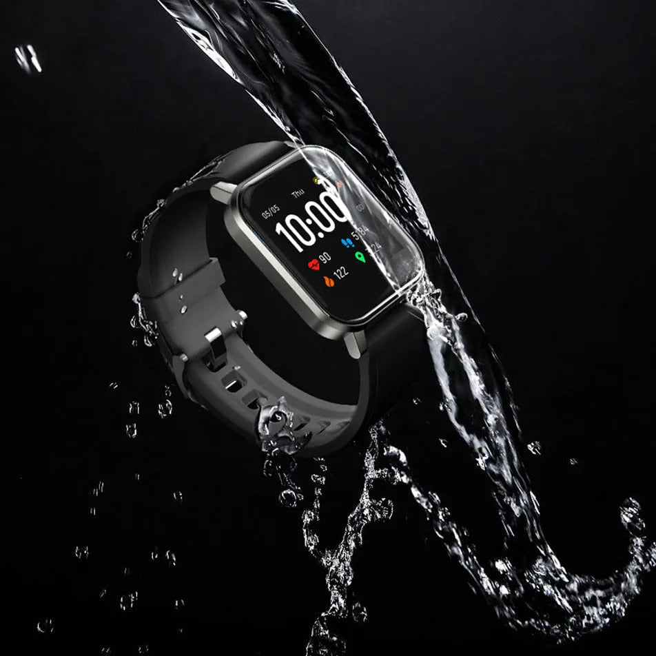 Black silicone strap waterproof smart bracelet with 1.4-inch HD touchscreen display.