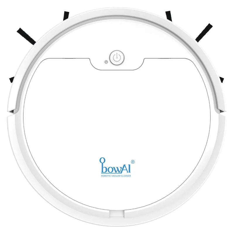 Black robot vacuum cleaner with slim 6.8cm profile on a hard floor, 1500Pa suction