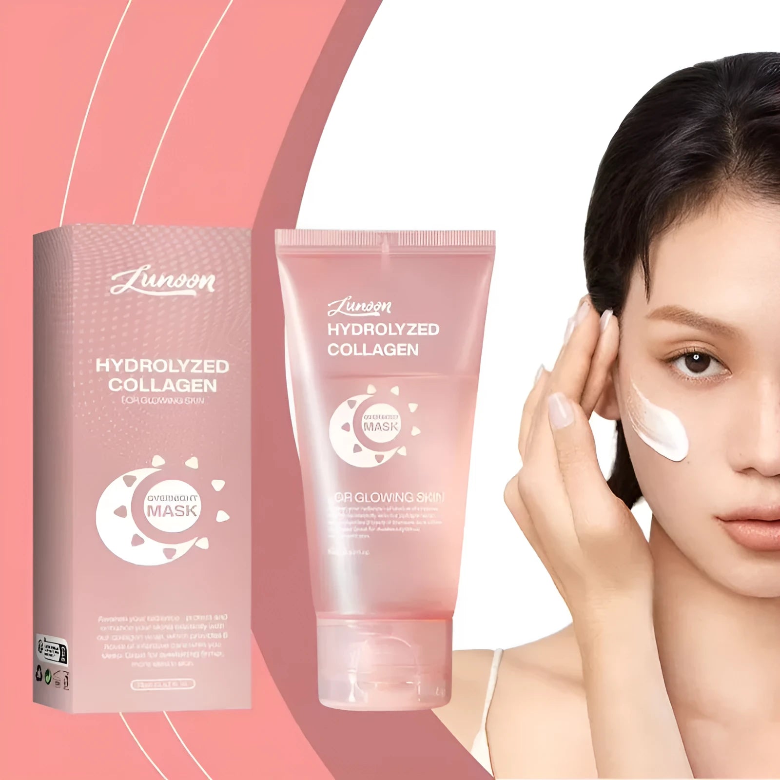 Collagen night face mask bottle with brush applicator for overnight skin repair