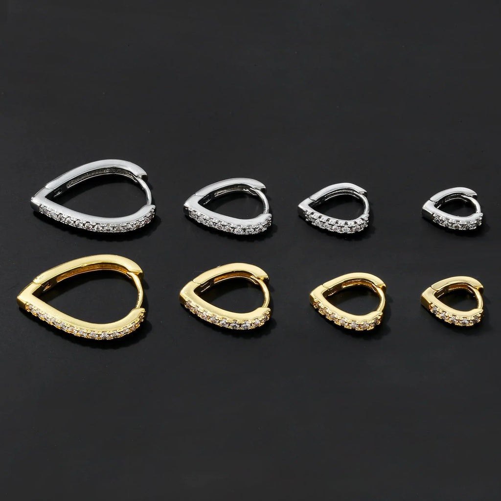 Geometric love heart shaped copper ear clip with electroplated gold finish in net red wind style.