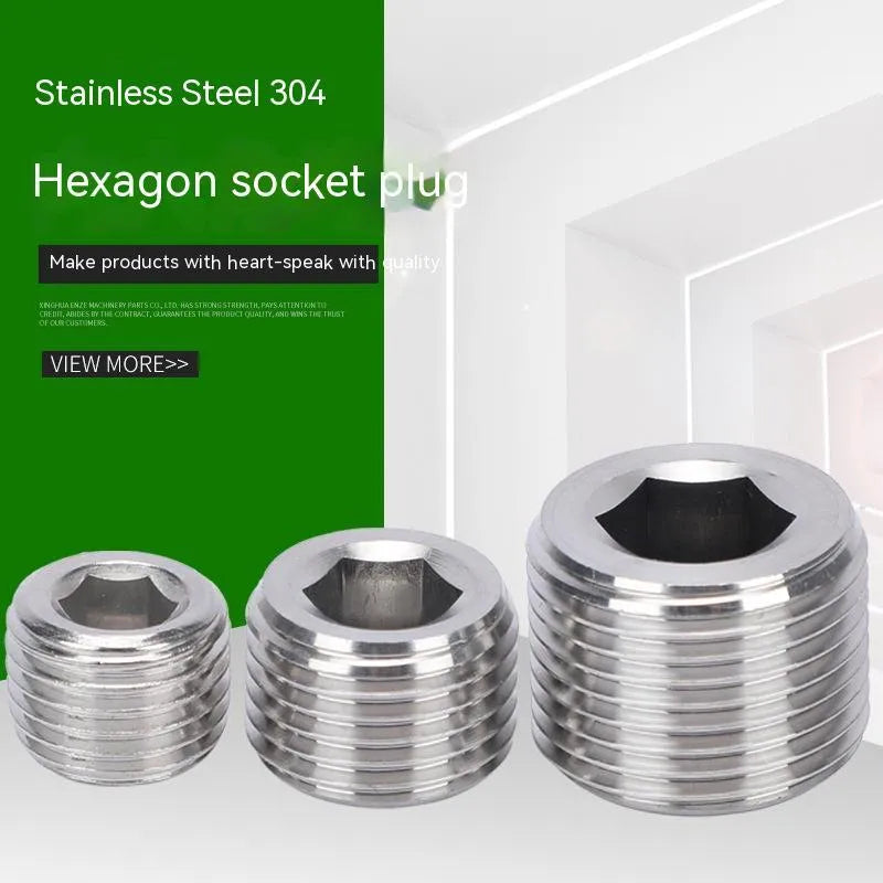 Stainless steel hexagon pipe plug with 3/8 BSP thread for industrial bulkhead installations