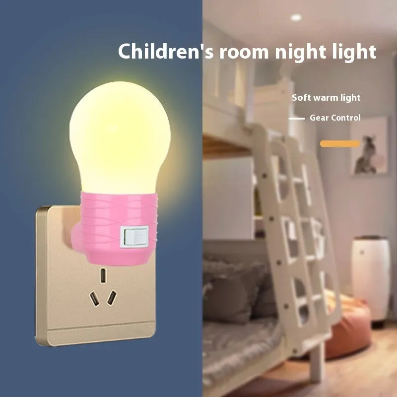 Round plug-in baby night light lamp body in white blue or pink shell with 45x90x45mm dimensions