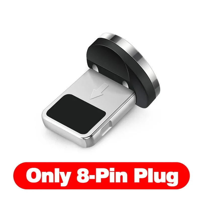 Black magnetic USB charging cable with aluminium connectors for Micro USB, Type C, and Lightning phones.