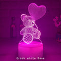3D teddy bear LED night light with acrylic panel, USB or battery power, touch and remote control, 16 colours