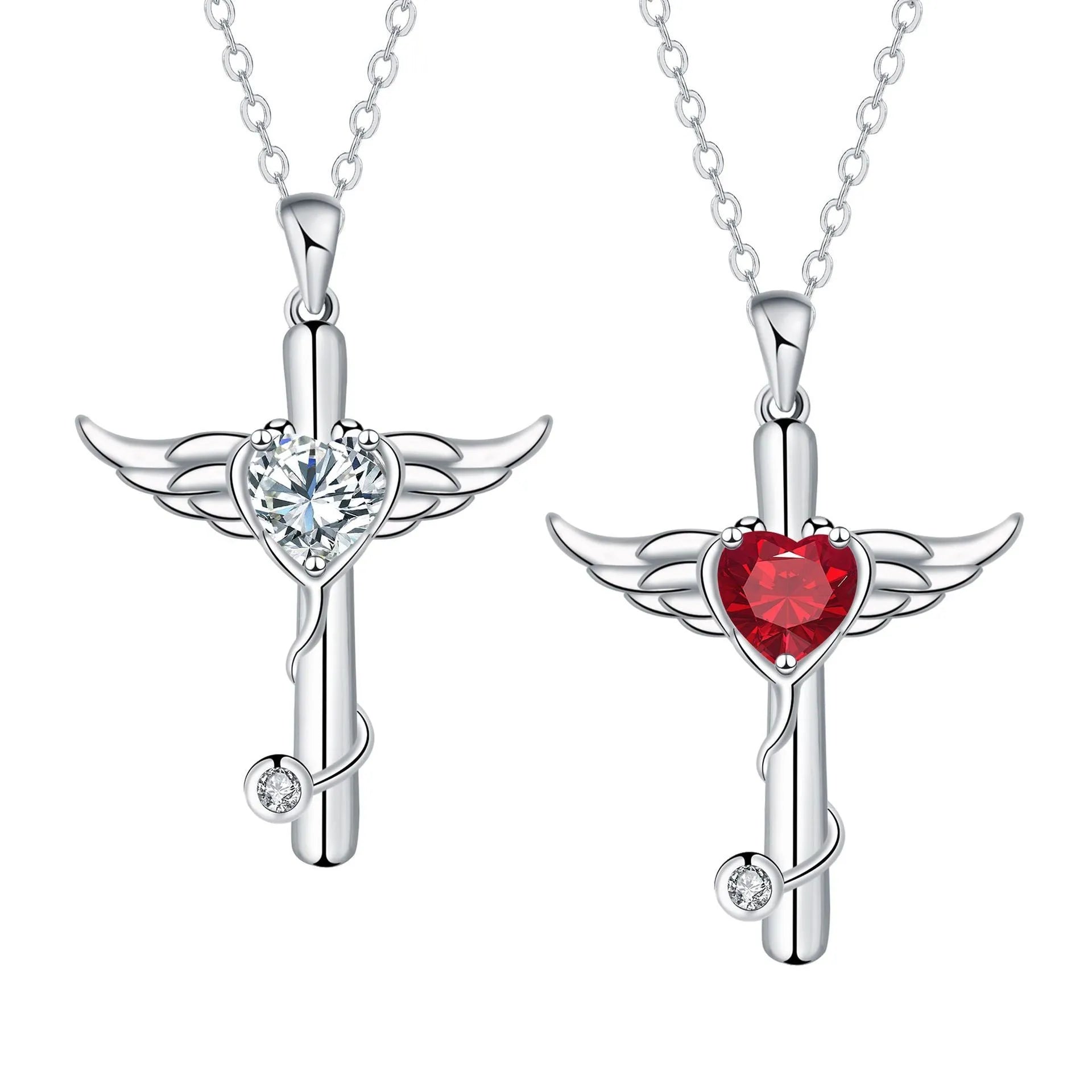 Copper cross stethoscope necklace with personality wings design in electroplated finish