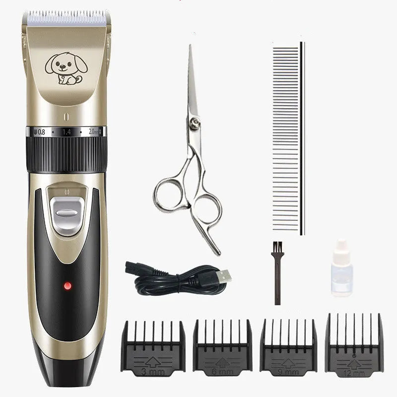Professional Pet Grooming Kit Golden Cordless Quiet Clipper with 4 Comb Attachments Nail Clippers File