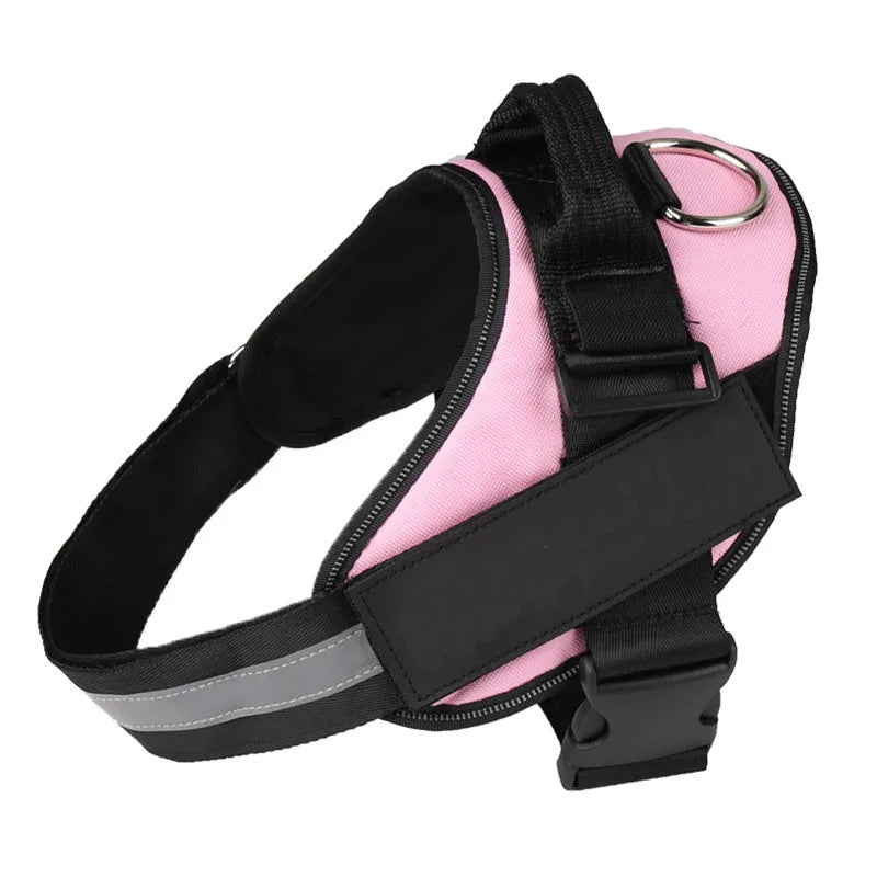 Reflective adjustable no-pull dog harness with handle on black labrador
