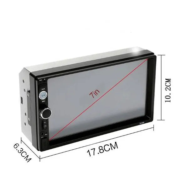 7-inch MP5 Bluetooth car monitor with HD touch screen, DVR system, and remote control in black