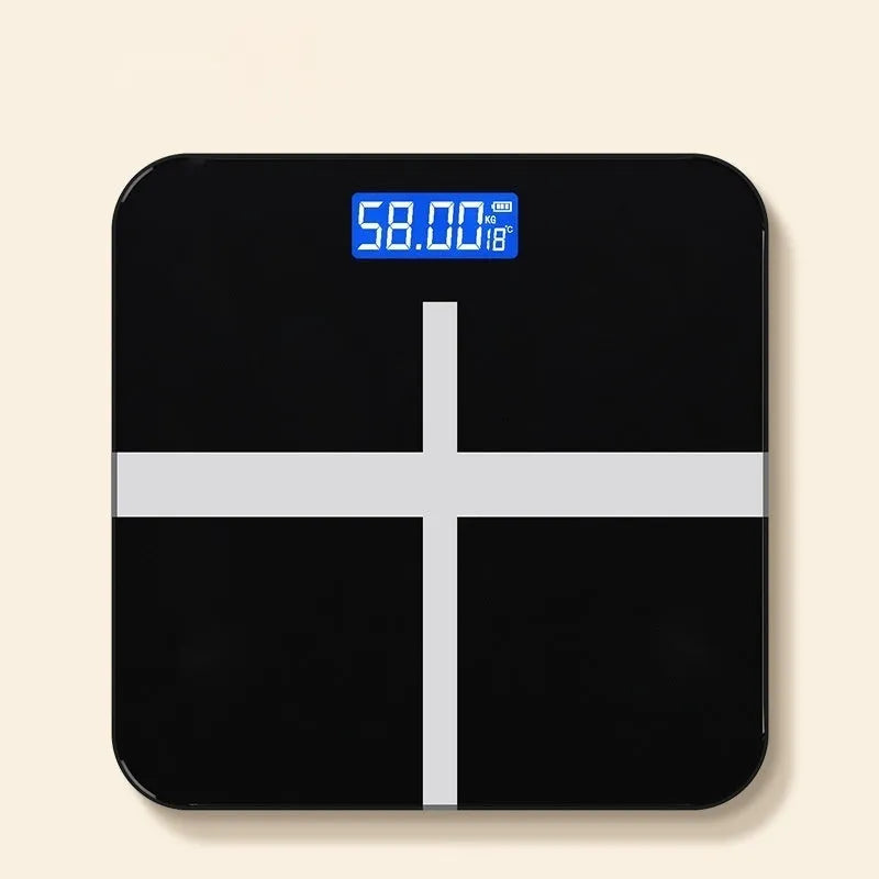 Household human body weighing scale in cross piano black finish with 26x26 cm platform