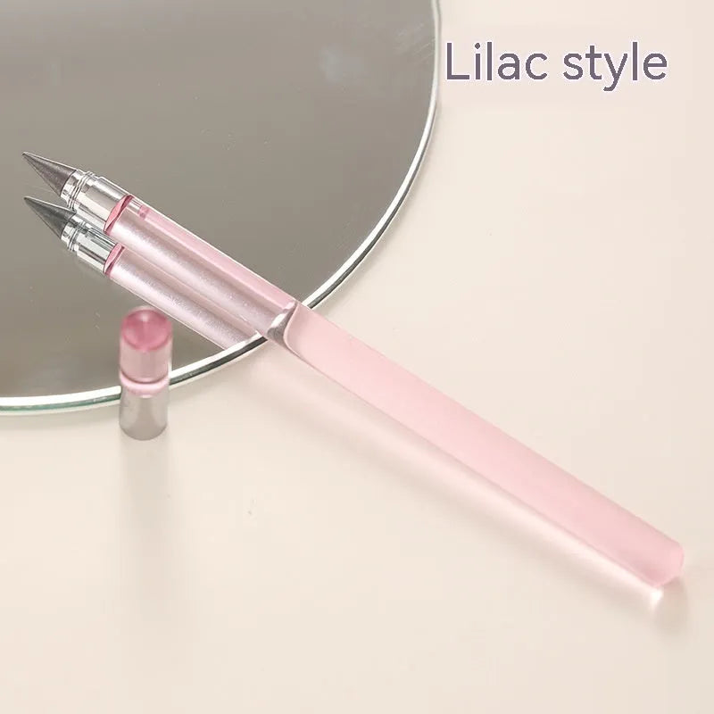 Transparent acrylic mechanical pencil with alloy pen head showing coloured refills