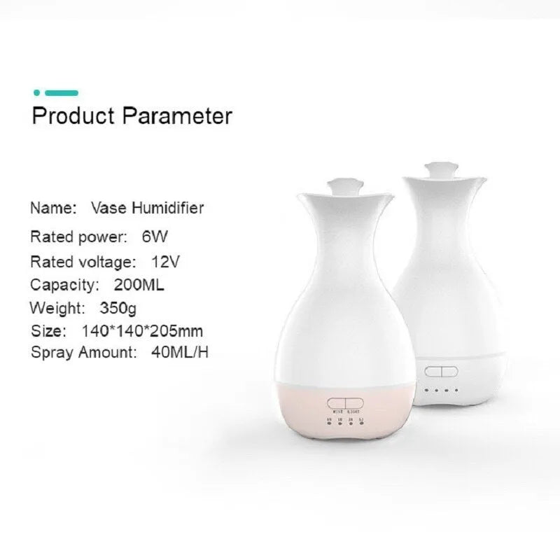 White or pink ultrasonic air humidifier and essential oil diffuser with colourful night light and 200ml water tank