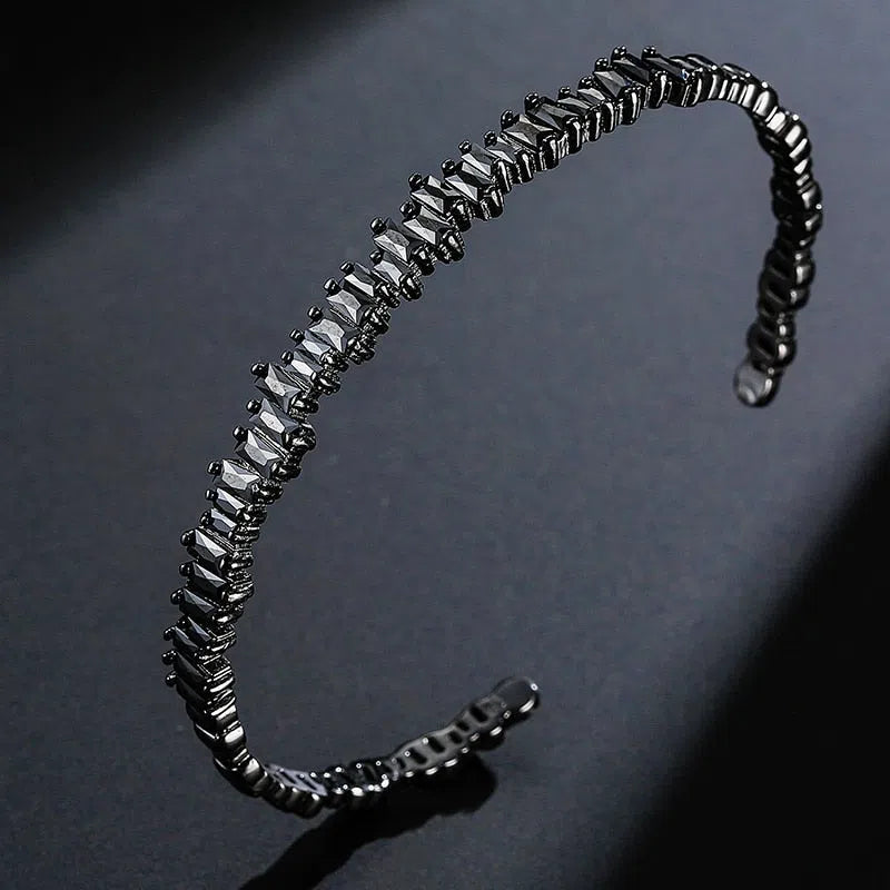 Geometric light luxury micro-inlaid zircon bracelet on environmental copper base with gold-plated inlay
