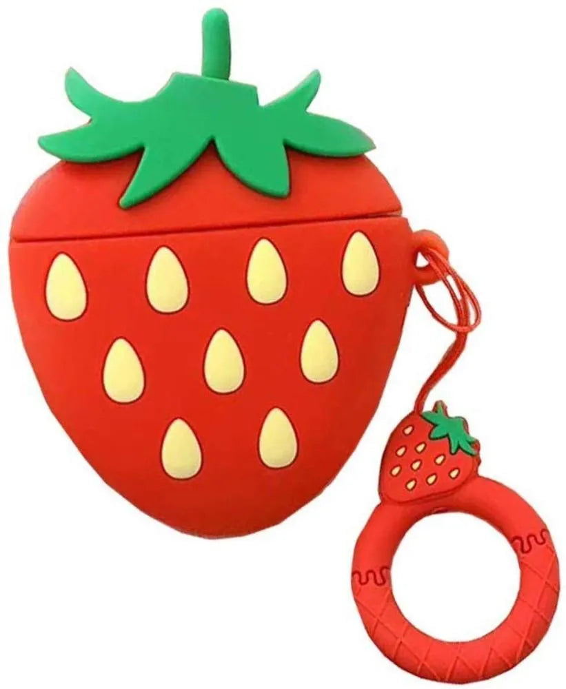 Cartoon silicone protective flip-case for AirPods 2 earphones in various animal and fruit designs