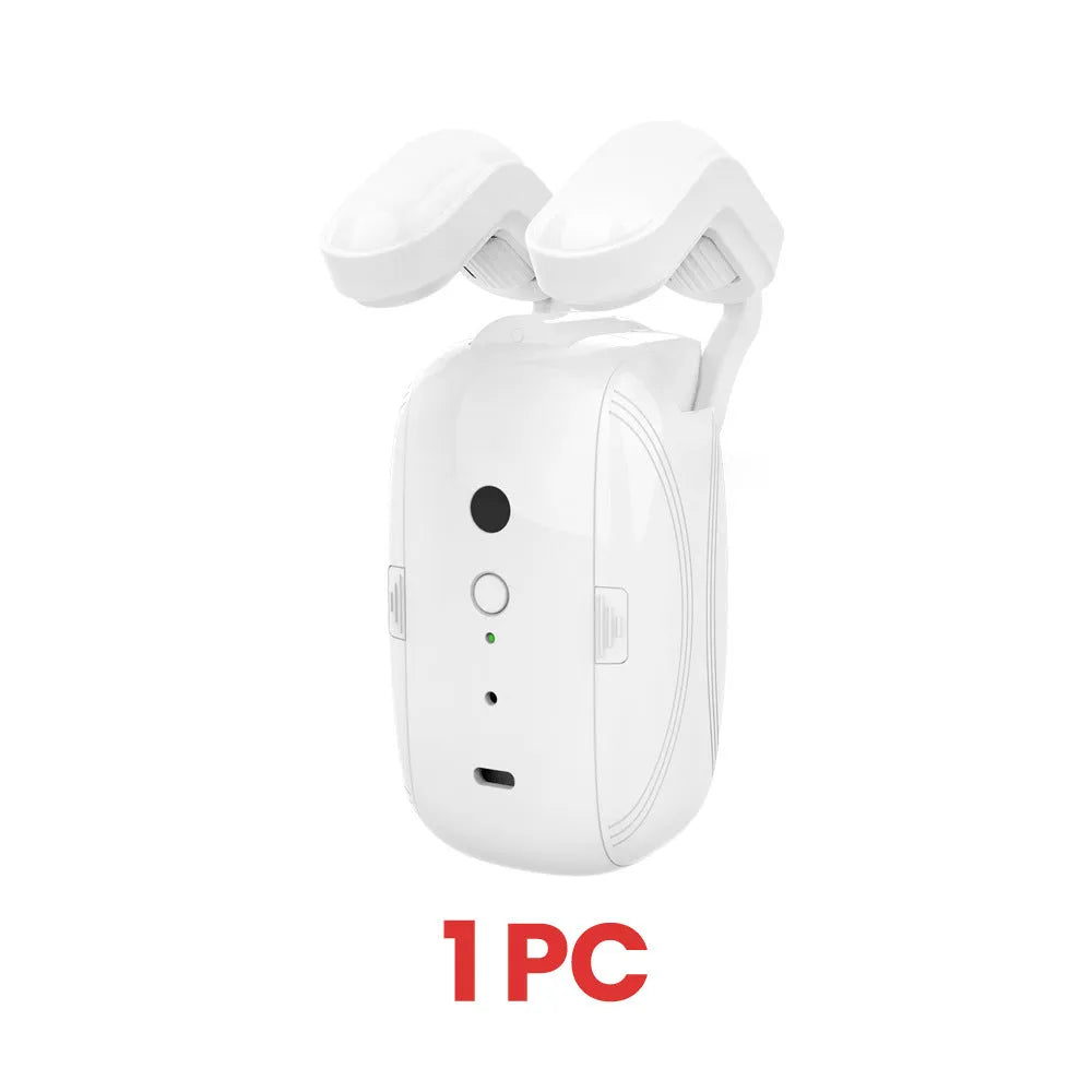White WiFi smart curtain robot for Roman rod rails with 4000mAh battery and USB charging
