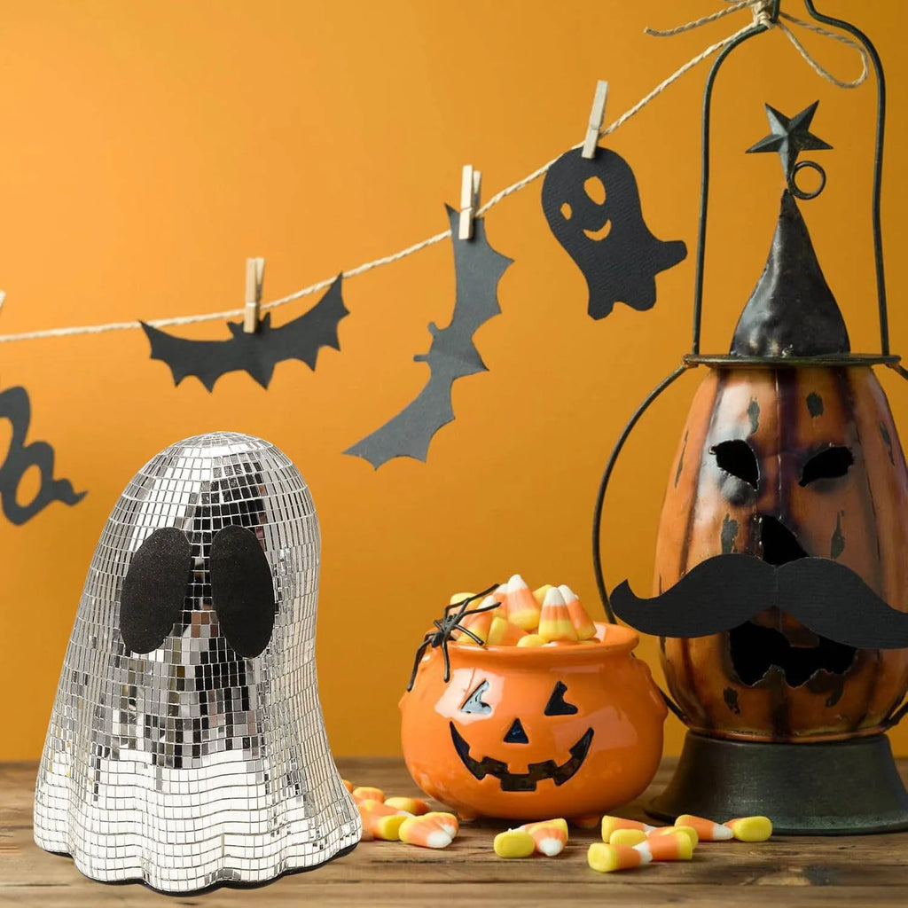 Halloween silver ghost mosaic mirror patch desktop decoration with bionic inlay glass construction