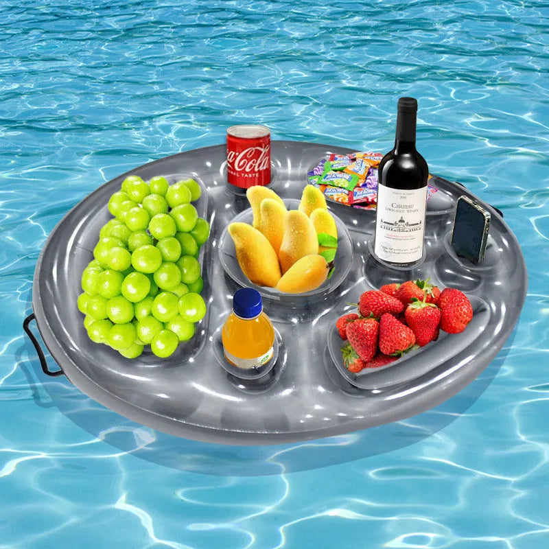 Inflatable white ice bar for parties with cup holders, shown at full size after inflation.