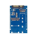SATA3 to M.2 NGFF mSATA SSD adapter conversion card on blue background.