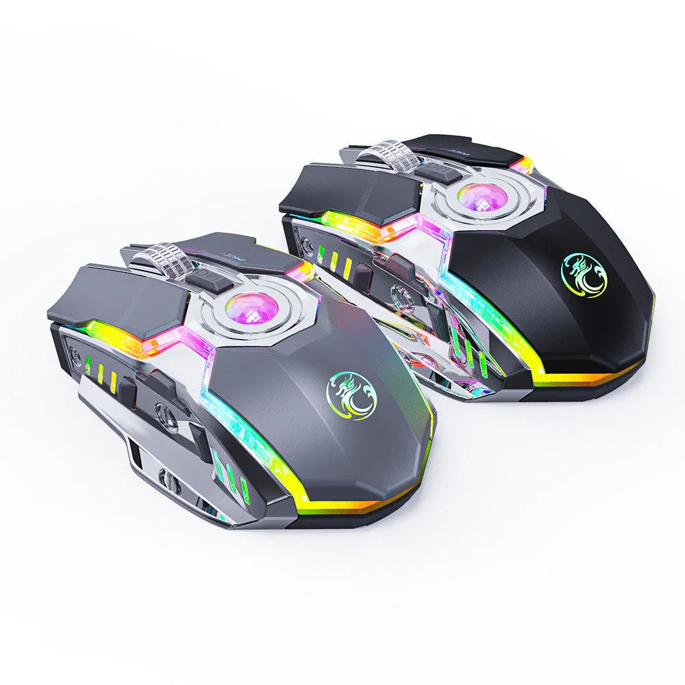 7-button 2.4G silent wireless RGB gaming mouse in black, 3200DPI, 3-level resolution, ergonomic design
