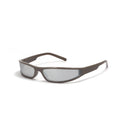Narrow frame future style sunglasses for women in bright black and gray colour option