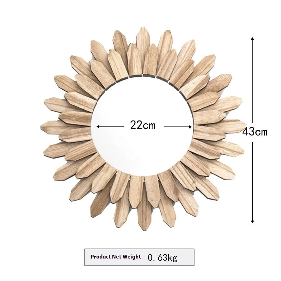 European-style solid wood wall mirror with baked colour finish in circular frame
