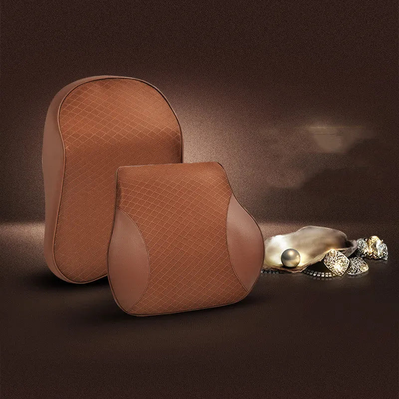 Car seat headrest cushion with memory cotton filler and polyester cover in beige colour