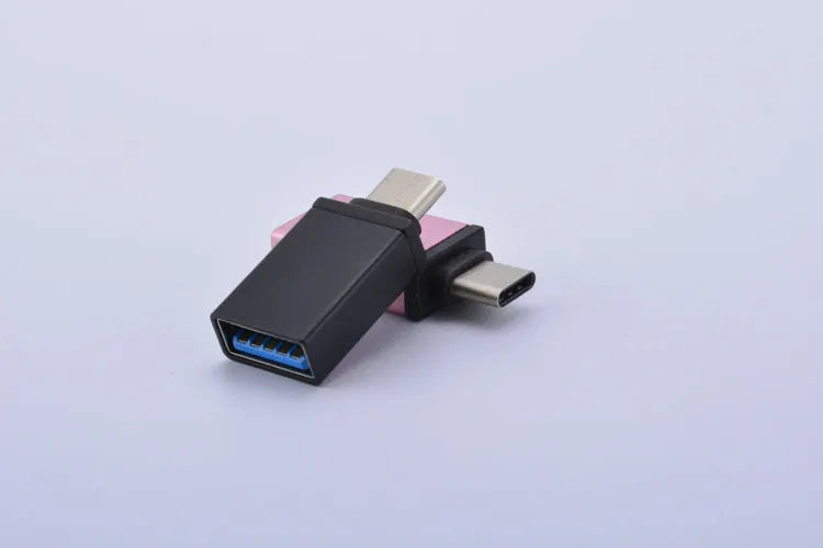Metal Type-C mobile phone adapter in gold colour with universal connectivity