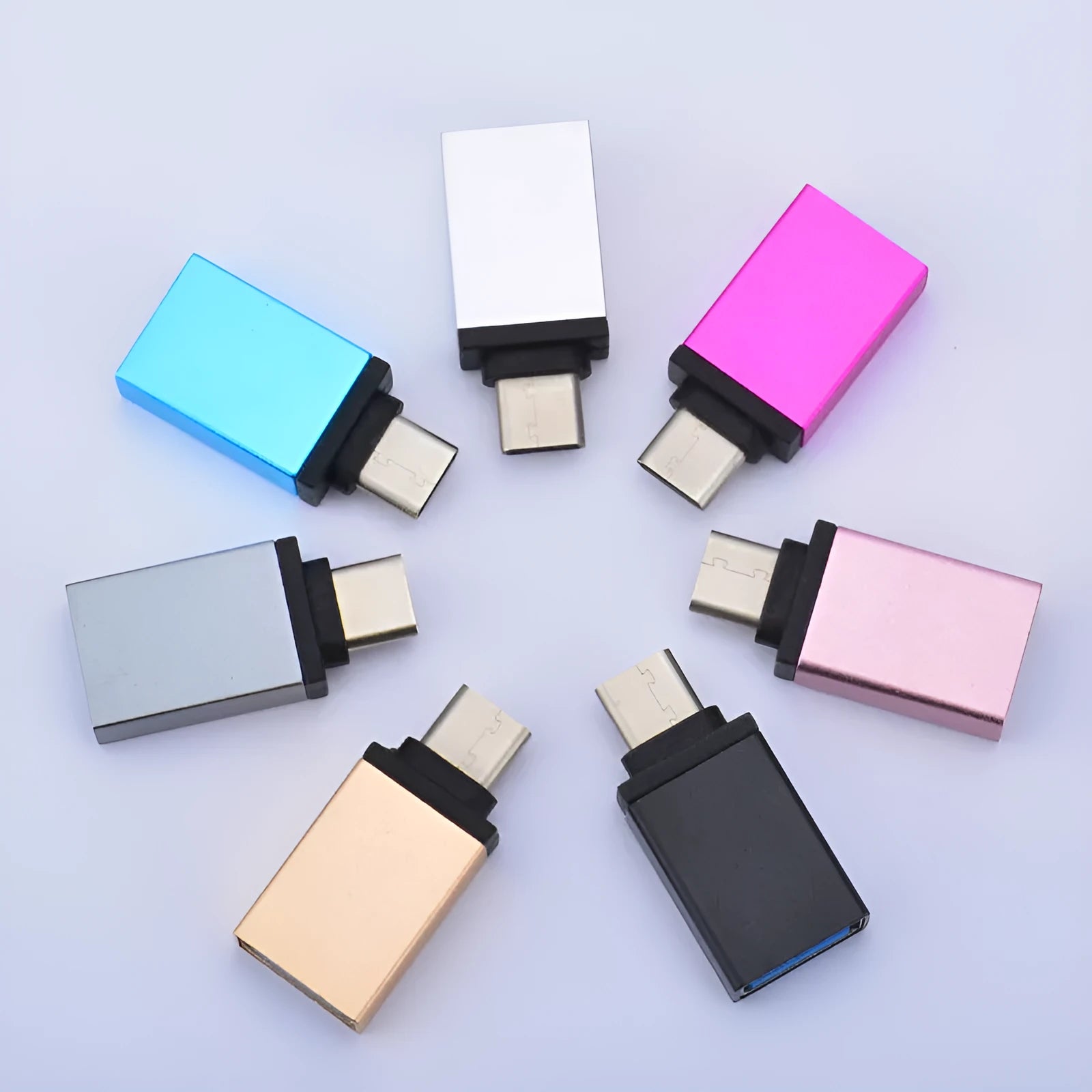 Metal Type-C mobile phone adapter in gold colour with universal connectivity