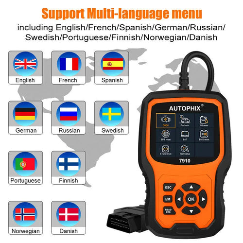 Autophix 7910 handheld automotive diagnostic scanner and OBD2 code reader tool.