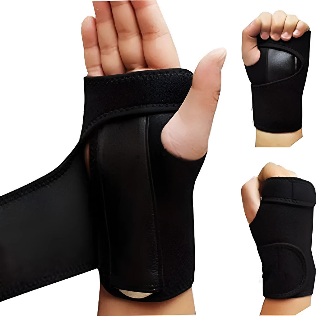 Black polyester fibre wrist guard for outdoor sports, adult size, left or right hand option