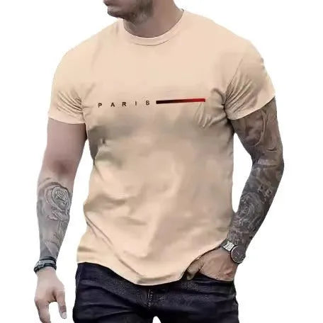 Men's slim fit printed polyester mesh top with short sleeves in various colours