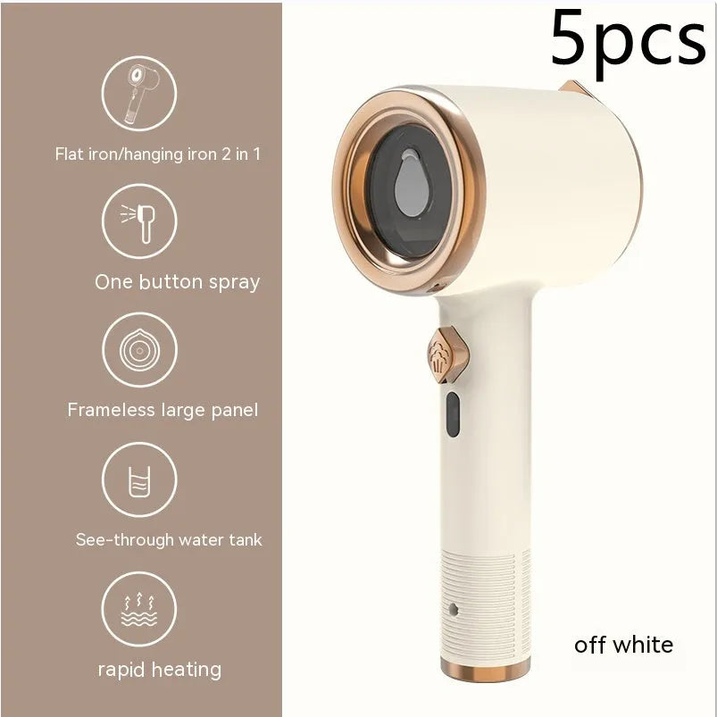 Mini portable handheld garment steamer in green with titanium soleplate and 50ml water tank
