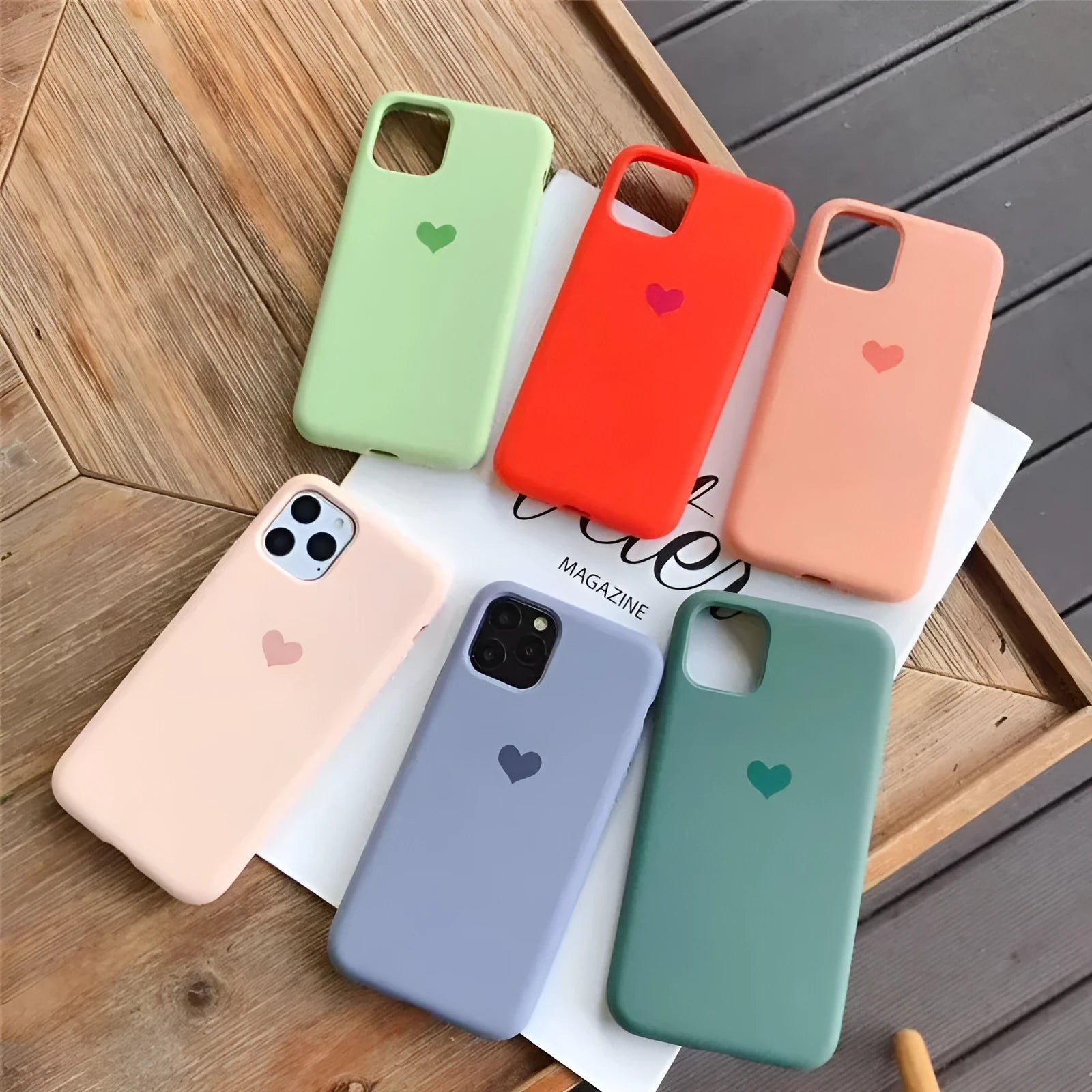 Love Silicone Phone Case in solid colour for iPhone, simple protective cover