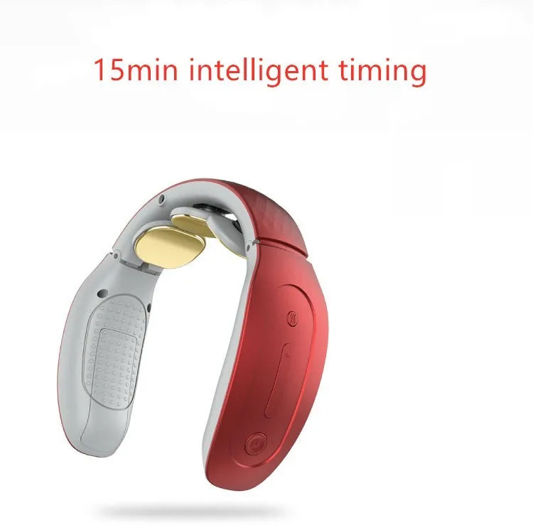 Small intelligent cervical massager in red or white colours with battery power and three contact points