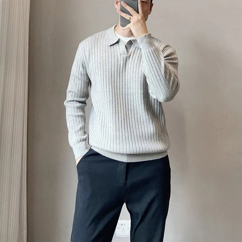 Men's loose fit modal and rabbit fur blend knitted sweater in autumn colours