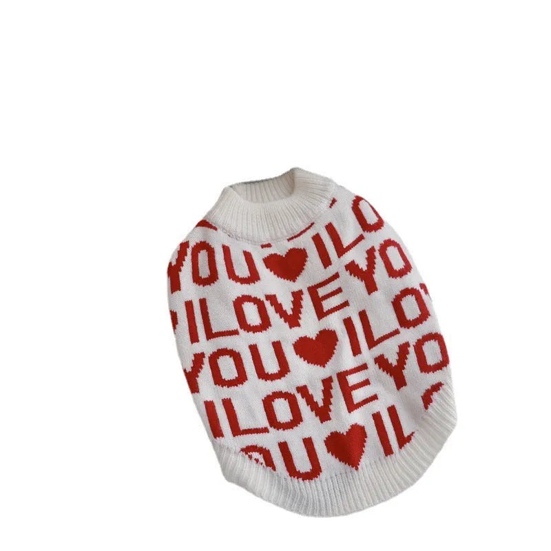 Red rabbit velvet padded dog sweater in sizes XS to XXL for small medium large dogs