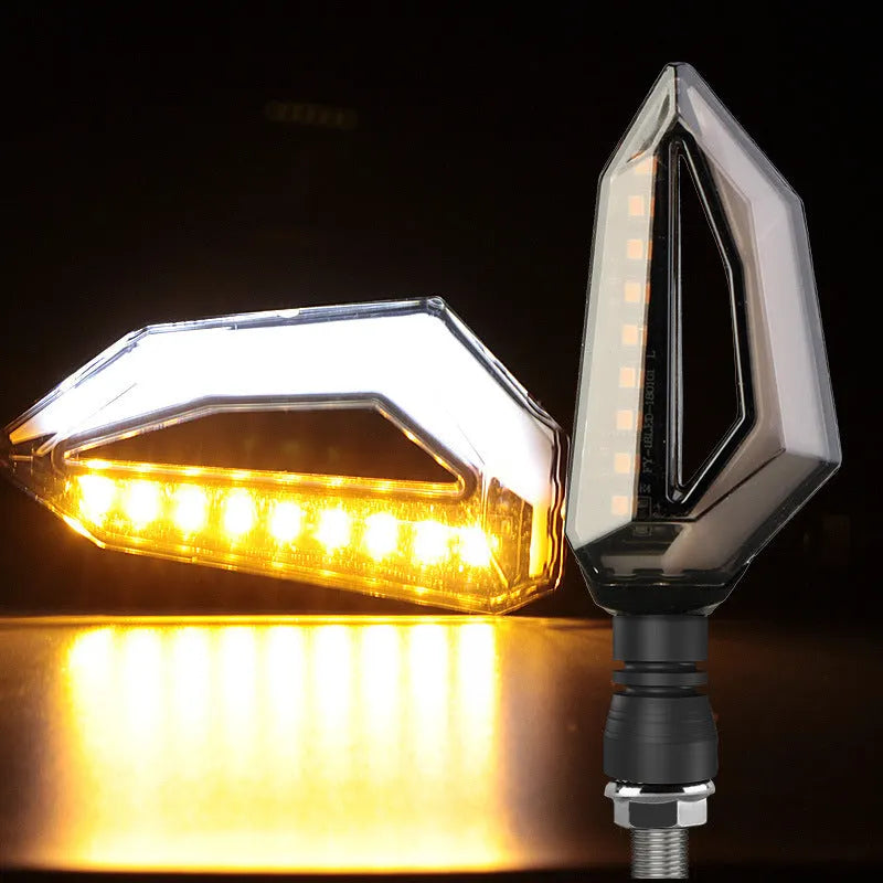Off-road motorcycle LED turn signal with acrylic lampshade and ABS plastic housing in multiple colours