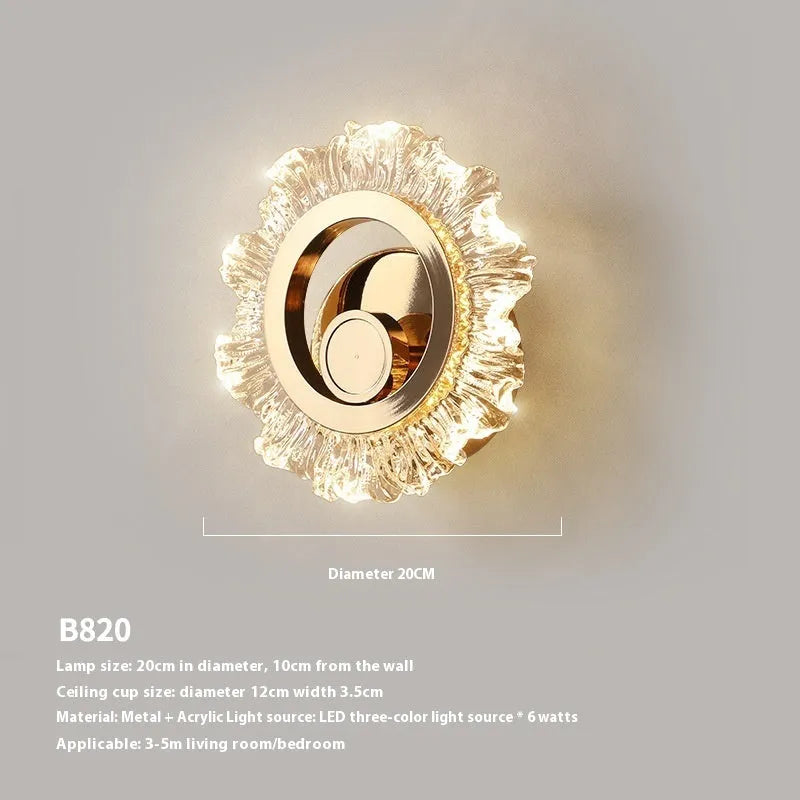 Minimalist wall lamp with acrylic shade and adjustable tricolor lighting for modern bedrooms