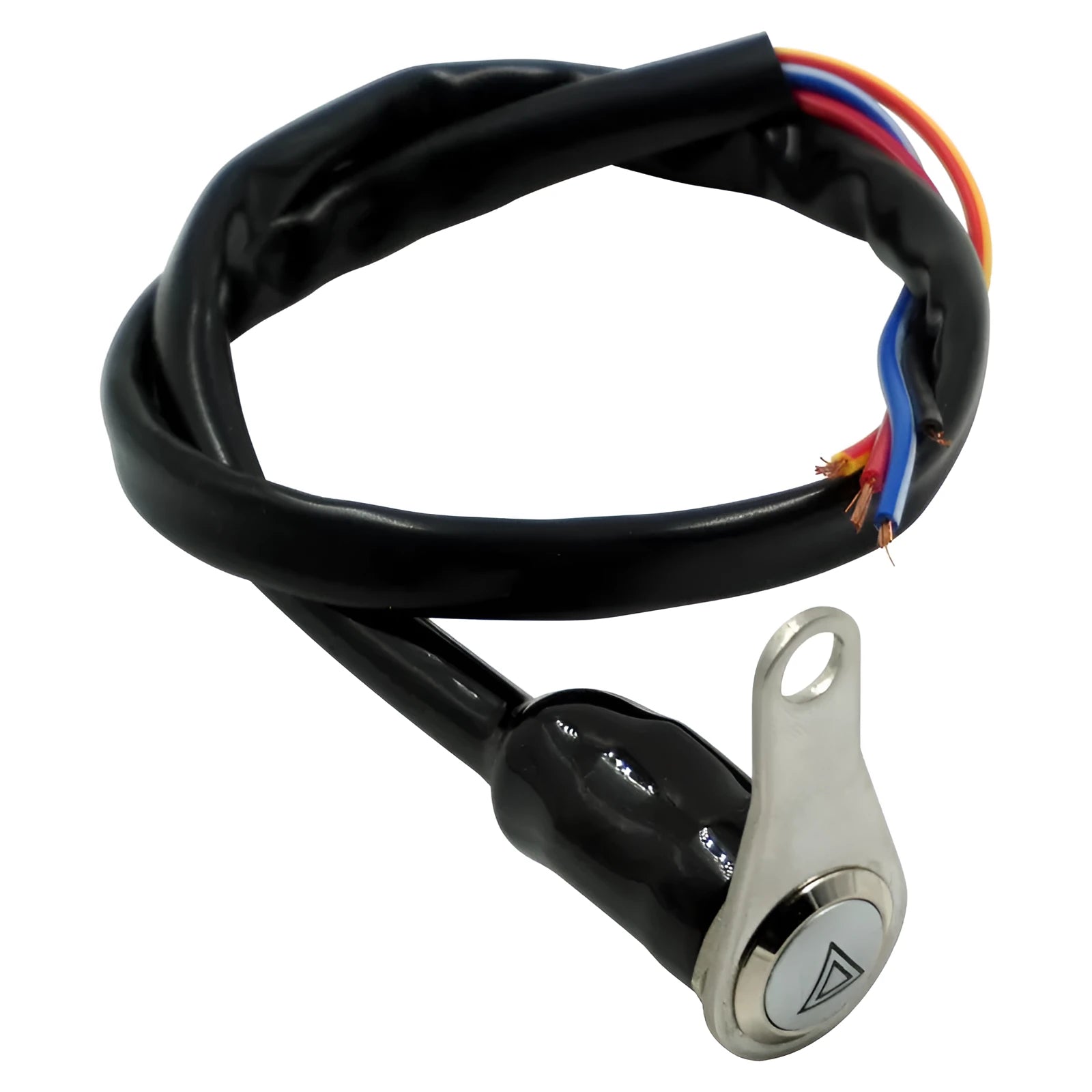 Black stainless steel motorcycle double flash switch with light ring and 7mm installation aperture