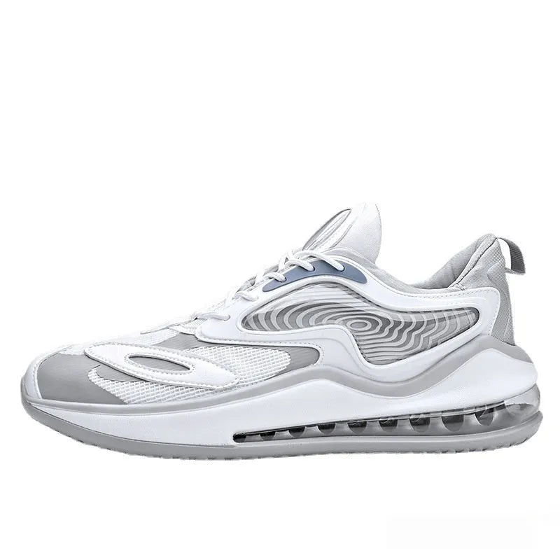 Men's black and white casual summer shoes with height increasing feature and air cushion technology