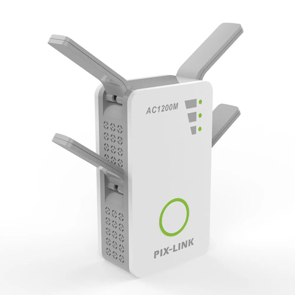 AC09 1200M dual frequency wireless repeater with UK plug, white plastic housing