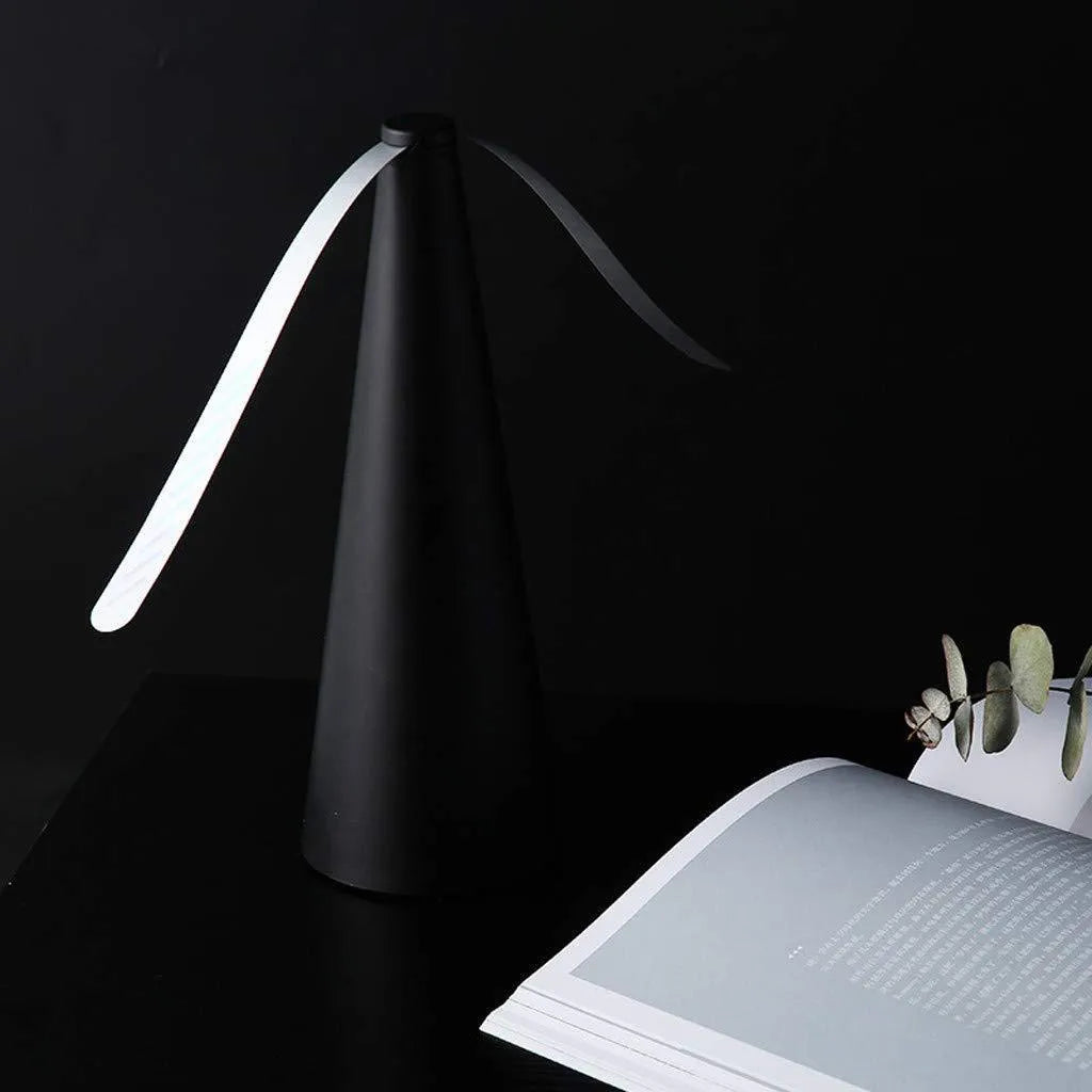 Fly repellent fan with ABS housing, 8.2x8.2x24cm, on a dining table