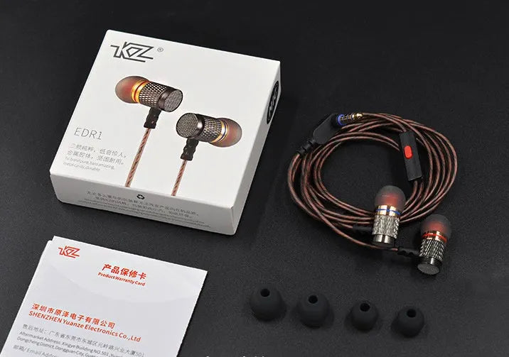 Wired in-ear headphones with metal subwoofer, 3.5mm L-bend plug, and 1.2 metre silicone cable