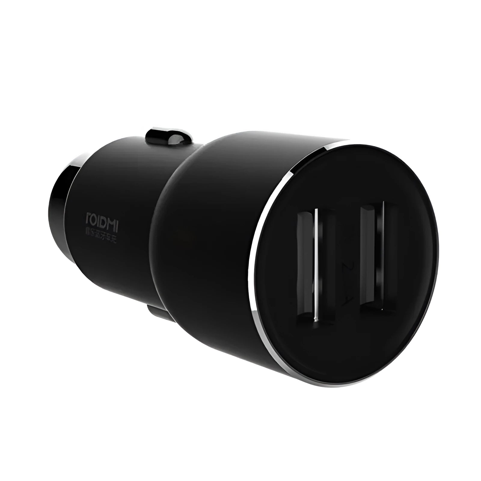 Ruimi 3S black car charger with USB ports measuring 26.5x26.5x61.3mm